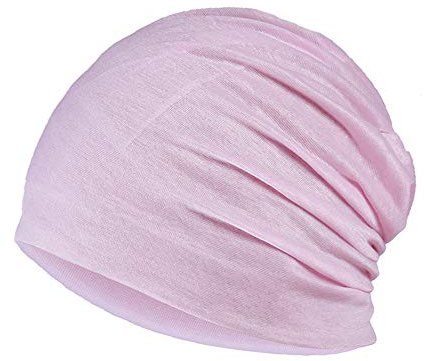 YOFASEN Slouchy Beanie Mütze - Chemo Cancer Kopfbedeckung aus Baumwolle Schlafmütze Turban Kopfbedeckung Strecken Muslimisches Kopftuch für Frauen Männer, Fluoreszierendes Rosa, One size