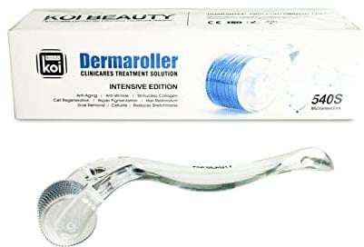 KOI BEAUTY Derma roller 1mm für Haarwachstum für Frauen Männer, Microneedling Roller mit 540 Edelstahl Nadeln, Bartroller für Bartwuchs, Nadelroller für Haare Scalp Bart Gesicht Körper