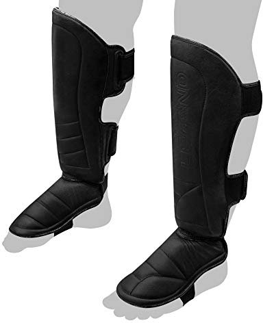 FOX-FIGHT Legend Spannschutz Schienbeinschutz Kampfsport MMA Beinschützer Schienbeinschützer Schienbeinschoner Schoner Schienbein Sandsack Training Sparring Muay Thai Kickbox Freefight XL schwarz