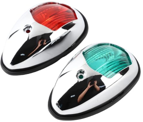 Aramox 12V LED Marine Navigation Light, 1 Pair, Green & Red | Waterproof, Starboard & Port Lamp, Side Mount, For 20m Boat Maximum, Navigation Warning Light
