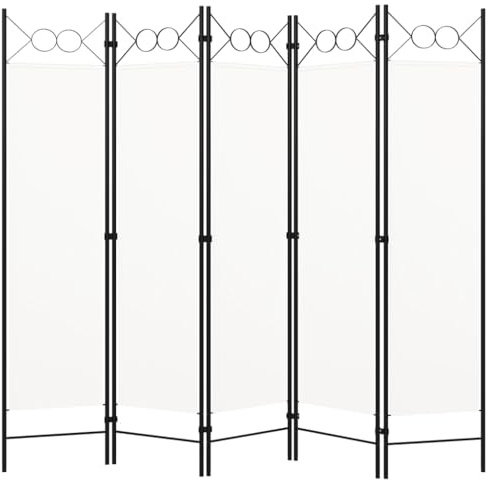 vidaXL Raumteiler Klappbar Freistehend Trennwand Paravent Umkleide Sichtschutz Spanische Wand Raumtrenner 5-TLG. Weiß 200x180cm Eisen Stoff