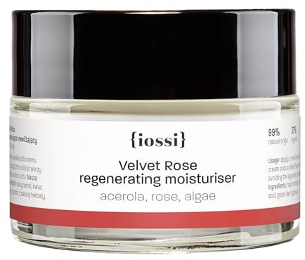IOSSI – Velvet Rose Regenerating Moisturiser – Regenerierende Feuchtigkeitscreme für trockene und empfindliche Haut mit Acerola, Rose & Algen,