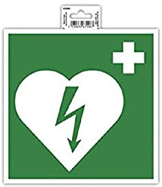 Exacompta - Réf. 67008E - 1 panneau adhésif Défibrillateur - En PVC traité anti-dérapant et résistant aux UV - Dimensions du panneau : 20 x 20 cm - Coloris vert et blanc