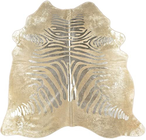 Kuhfell Stierfell Teppich Zebra Silber Devore ca. 220 x 190 cm aus Brasilien Kuhfell mit Zebra Prägung 14612