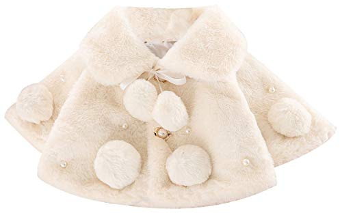Aislor Bébé Naissance Fille Manteau Chaud Epais Princesse Cérémonie en Fausse Fourrure Bébé Veste Polaire Noël Hiver Coup-Vent Blouson Décontracté 0-3 Ans