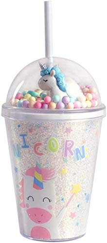 COZYSENSE Plastikbecher mit Strohhalm, Trinkbecher mit Deckel und Strohhalm, Wasserflasche or Becher mit Strohhalm, Eiskaffeetasse, Wiederverwendbarer für Erwachsene oder Kinder, 380 ml (Feenstab)