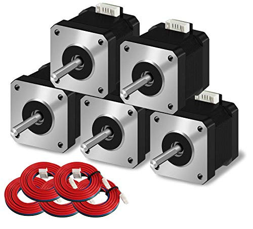 IMETRX NEMA 17 Sätze von 5-Stufen-Motoren (42 x 34 mm) 1A-4.3V, 2-Phasen, 4-Draht, 1.8 Grad, mit 39.3 Kabel, für Kreativität CR-10 10S End 3 3D CNC Drucker Extruder und Y-Achse