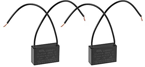 sourcing map Deckenventilator-Kondensator CBB61 2.5uF 250V AC 2 Drähte metallisierter Polypropylen-Film-Kondensator 37x24x13mm für elektrische Lüfterpumpe Motor Generator 2 Stück