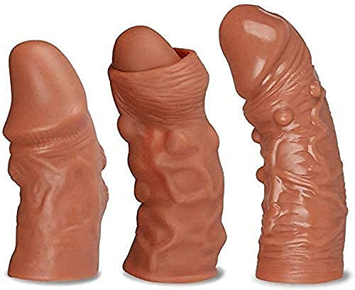 YCGLX Pennis Manschette Sleeve Extender pennishülle Silikon Penisverlängerung Penisvergrößerung Kondom Condom Extender (3 Stück) Sex spielzeuge für Mann und Frau, Blau