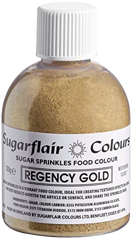 Sugarflair Regency Gold Edible Glitter Sugar Sprinkles - for Cake Decorating, Sprinkle on Cakes, Cupcakes Treats, Desserts Ice Cream and Deserts - 100g