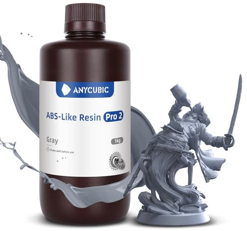 ANYCUBIC ABS-Like Resin Pro 2 3D Drucker Resin mit erhöhter Festigkeit und Zähigkeit, Geringe Schrumpfung, Hochpräzises 405 nm UV-härtendes Harz für allen LCD/DLP/SLA Resin 3D Druckern, Grau 1kg