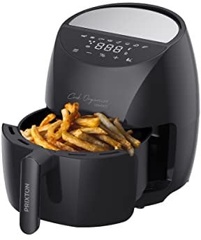 PRIXTON Friteuse sans huile de 3,7 litres Cook Organics, Airfryer avec Écran tactile LED, Puissance 1400 Watt, 8 Programmes prédéfinis, Temps et température réglables, Airfryer à air chaud