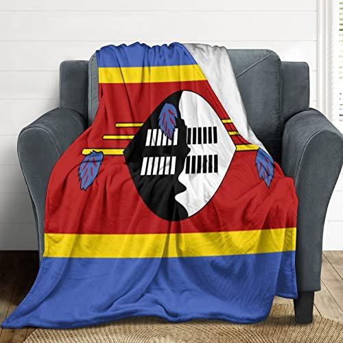 Swasiland-Überwurfdecke, Swasiland-Flagge, Decke, warm, weich, leicht, Flanell-Fleecedecke für Wohnzimmer, Schlafzimmer, Sofa, Couch, 127 x 152,4 cm