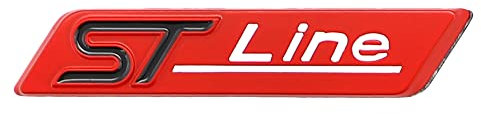 1 Stück 3D Metall ST Line Aufkleber Autokopf Emblem Abzeichen Chrom Aufkleber für Die meisten Automodelle (rot, schwarz)