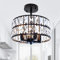JHLBYL Moderne Kristall Deckenleuchte, 4-Flammig Metall Schwarz Kronleuchter, Deckenleuchte Vintage Industrie, Deckenlampe Kristall mit E14 Lampenfassung