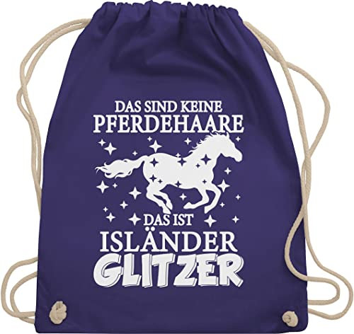 Turnbeutel Rucksack - Pferde Taschen - Das sind keine Pferdehaare - Das ist Isländer Glitzer - Unisize - Lila - rucksäcke geschenk für mädchen pferd, sportbeutel baumwolle 6 jahre reitersache