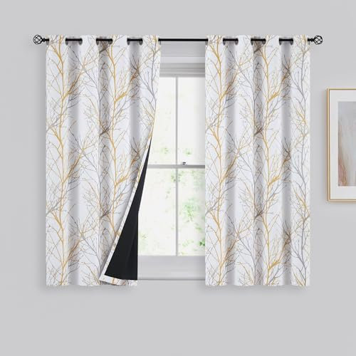 FMFUNCTEX Verdunkelungsvorhänge, Gelb und Weiß, 131 cm