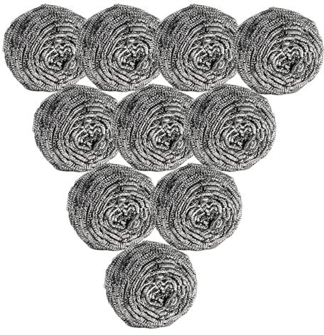 Estropajos de acero inoxidable, 10 unidades de estropajos de lana de acero, almohadillas de lana para limpiar platos, sartenes, sartenes y hornos