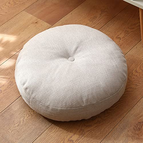 GGoty Rundes Sitzkissen, 40/50/60 cm, dick 10 cm, weiches Stuhlkissen, Sitzpolster für Balkon, Wohnzimmer, Tatami, Terrasse, Boden (50 cm, Beige)