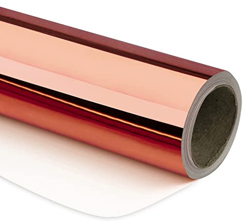 RUSPEPA Papier Cadeau Métallisé Or Rose - Papier de Couleur Unie Parfait pour Mariage, Anniversaire, Noël, Baby Shower - 44.5cm X 10m