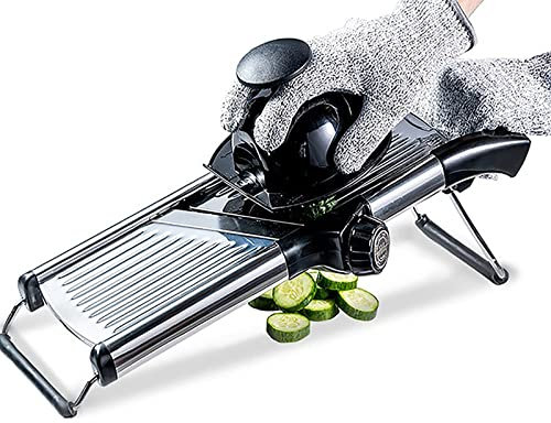 Mandoline Food Slicer Cutter Food Grater Vegetable Slicer with Hand Guard and Cut Resistant Gloves Vegetables Chopper for Potato Onion Cheese Cucumber Cabbage