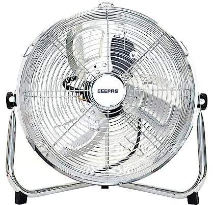 GEEPAS 12 Inch Floor Fan, Floor Standing Cooling Fan with 3 Speed, Tilt Function - Chrome Gym, Electric Portable Cooling Fan, 3 Blades for Powerful Air Circulation Ideal for Home, Garage, Office
