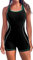 Attraco Badeanzüge für Damen Bauchweg Einteilige Badeanzug Sport Damen Bademode Push up One Piece Schwimmanzug Monokini Swimsuit Schwarz/Grün L