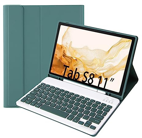 Bueuwe Custodia per tastiera per Samsung Galaxy Tab A8 10.5 2022, custodia a libro intelligente con tastiera wireless staccabile per Galaxy Tab A8 10.5 SM-X200/X205/X207,3