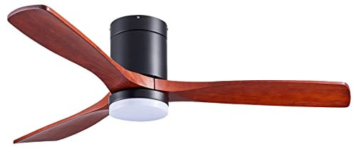Drumm Ventilatore da soffitto motore,Con telecomando/silenzioso/luce, pale in legno naturale, luminosità regolabile, timer, silenzioso, bassa potenza, diametro: 132 cm (argento+noce rosso, Φ132 cm)