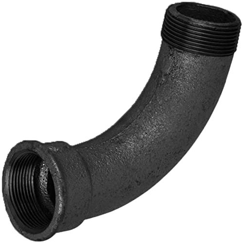 Gewinde Fitting Verschraubung aus Temperguss schwarz - Bogen 90° mit 1/2 Rohr Zoll Innengewinde IG und Aussengewinde AG Nr. 1