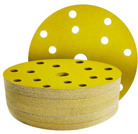 GZKTY 50 Pezzi Dischi Abrasivi 150mm, Grana 240, 15 Fori per Levigatrice Orbitale, Carta Vetrata per Legno e Metallo