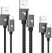 RAMPOW Cable USB C, Cable USB C Charge Rapide [0.2M+1M+2M/Lot de 3], Fil Chargeur Type C Nylon Tressé Compatible avec iPhone 16e/16/15 Plus Pro Max, Galaxy S24/S23/S22, iPad