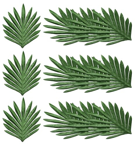 PATIKIL 9 Grüne Palmblätter, 12er Pack Künstliche Palmblätter Falsche Palmwedel Simulierte Baumblätter für Zuhause, Hawaiianische Dschungel-Strandparty, Stil 24