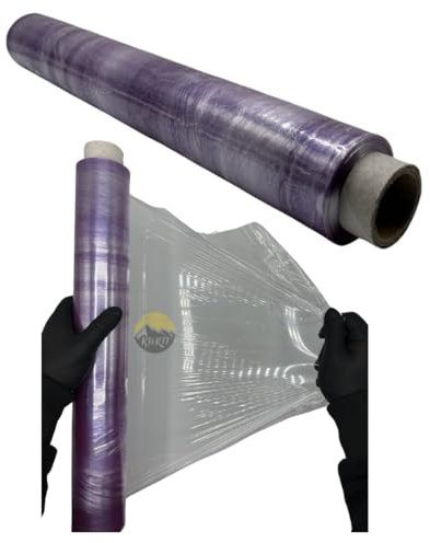 KURTT - Film Alimentaire Violet - 4 Rouleaux 45 x 300 m - Film de Ménage, d'Emballage, de Protection et de Conservation - PVC - Avec Distributeur