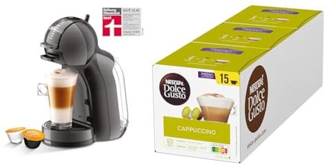 NESCAFÉ DOLCE GUSTO Krups KP1238 Mini Me Kaffeekapselmaschine, 15 Bar, Schwarz, Kompakt, Hochdruck, Über 30 Kaffeevarianten, Cappuccino
