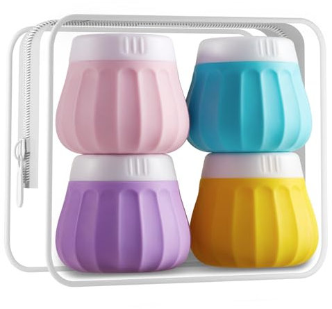 INSFIT Travel Containers for Toiletries, Silicone Cream Jars CAA Approved Travel Size Containers, BPA Free Leak Proof Travel Accessories with Lid for Cosmetic Lotion Face Cream