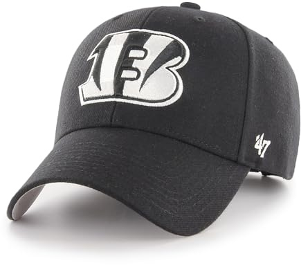 '47 NFL Cincinnati Bengals MVP Unisex-Baseballkappe, Verstellbarer Klettverschluss, Einheitsgröße, Team Logo, Farbe Schwarz