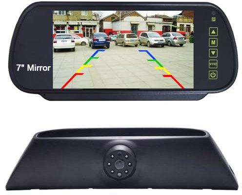 7 inch LCD Mirror Monitor+High Mount Brake Light Rear View Reverse Backup Camera Replacement for FIAT IVECO Daily 4 Gen 2011-2014