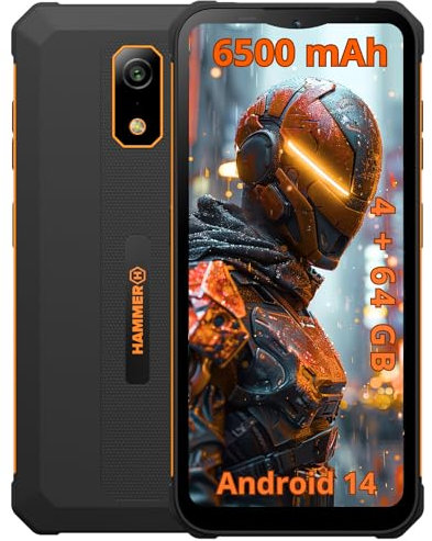 Hammer Iron Steel Lite sin Contrato Robusto, Resistente al Agua, Dual SIM, Potente batería de 6500 mAh, 64GB + 4GB RAM, Android 14, cámara 13 Mpx con Sensor de visión Nocturna, 300 Horas en Espera
