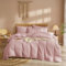 DPNJING Coton Housse de Couette 220x240cm Rose Parure de Lit Adulte Lin Parure Lit 2 Personnes Parure Housse Couette 220x240 Microfibre avec 2 Taies d'oreiller 65x65cm avec Fermeture Éclair