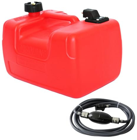 Außenborder Kraftstofftank, 3 -Gallonen -Kraftstofftank, 12 -l -Bootskraftstofftank mit Stecker, Hochdichte Plastikgas Tank für Außenborder -Motorboote - 14x11x10 Zoll