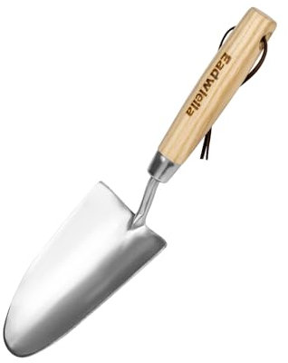 Eadwiella Gartenschaufel Schaufel aus Rostfreiem Stahl mit ergonomischem, rutschfestem Holzgriff. Blumenkelle ist das ideale Gartenwerkzeug zum Pflanzen in Töpfen oder im Garten. (Blumenkelle)