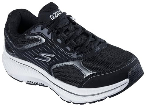Skechers Femme Go Run Consistent 2.0 Advantage Basket, Black Leather/White Trim/Metallic Trim, 37 EU