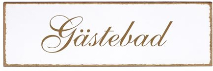 Dekolando Deko Türschild - Gästebad - Schild 150 x 50 mm - Schilder Türschilder Namensschilder Wohnung selbstklebend Holzschild Tür Holzschilder