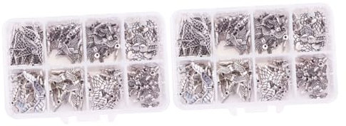 Lurrose 320 Stück Flügel Perlen Perlenketten Silber Bastelanhänger Flügel Armband Perlen Flügel Charm Perlen Retro Schmuck Charms DIY Charms Perlenzubehör Legierung DIY