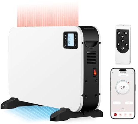 Ksix Magma Calefactor Eléctrico Bajo Consumo con Control Remoto y 3 Modos - Calefactor Aire Caliente compatible con App Tuya - Estufa Inteligente con Pantalla LCD - Radiador para casa 2000Kw