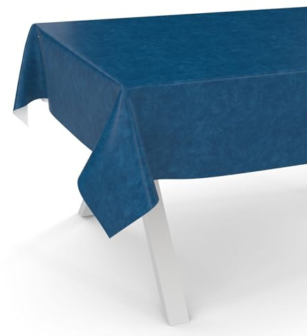 ANRO Wachstuchtischdecke Wachstischdecke Wachstuch Tischdecke abwaschbar Gartentischdecke Rund Oval Eckig 200x140cm Schnittkante Marmor Blau