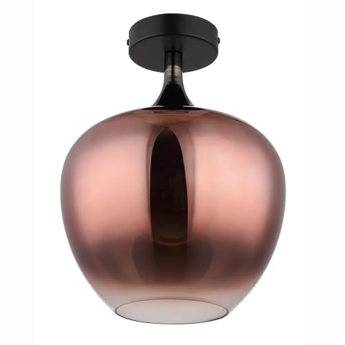 Ceiling Light Living Room Light E27 Glass Shade Copper Matte Black