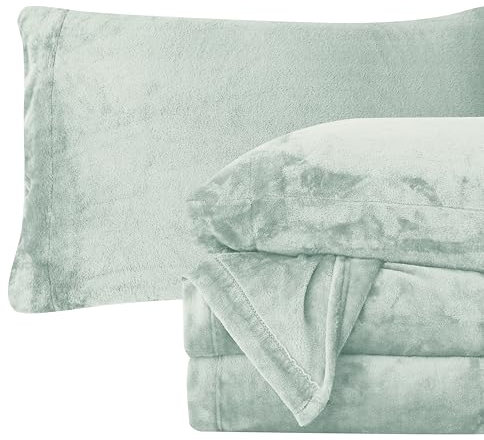 Elegant Comfort Luxuriös weiches 4-teiliges Samt-Plüsch-Flanell-Bettwäsche-Set – Premium-Qualität – kuschelig warm, antistatisch, fusselfrei, Flauschiges Samt-Flanell-Fleece, Tiefe Taschenlaken-Set,