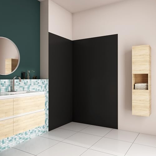 AICA Panneau mural de douche noir 120x100x210cm avec les profiles de finition NOIR Panneaux muraux salle de bain habillage mural aluminium
